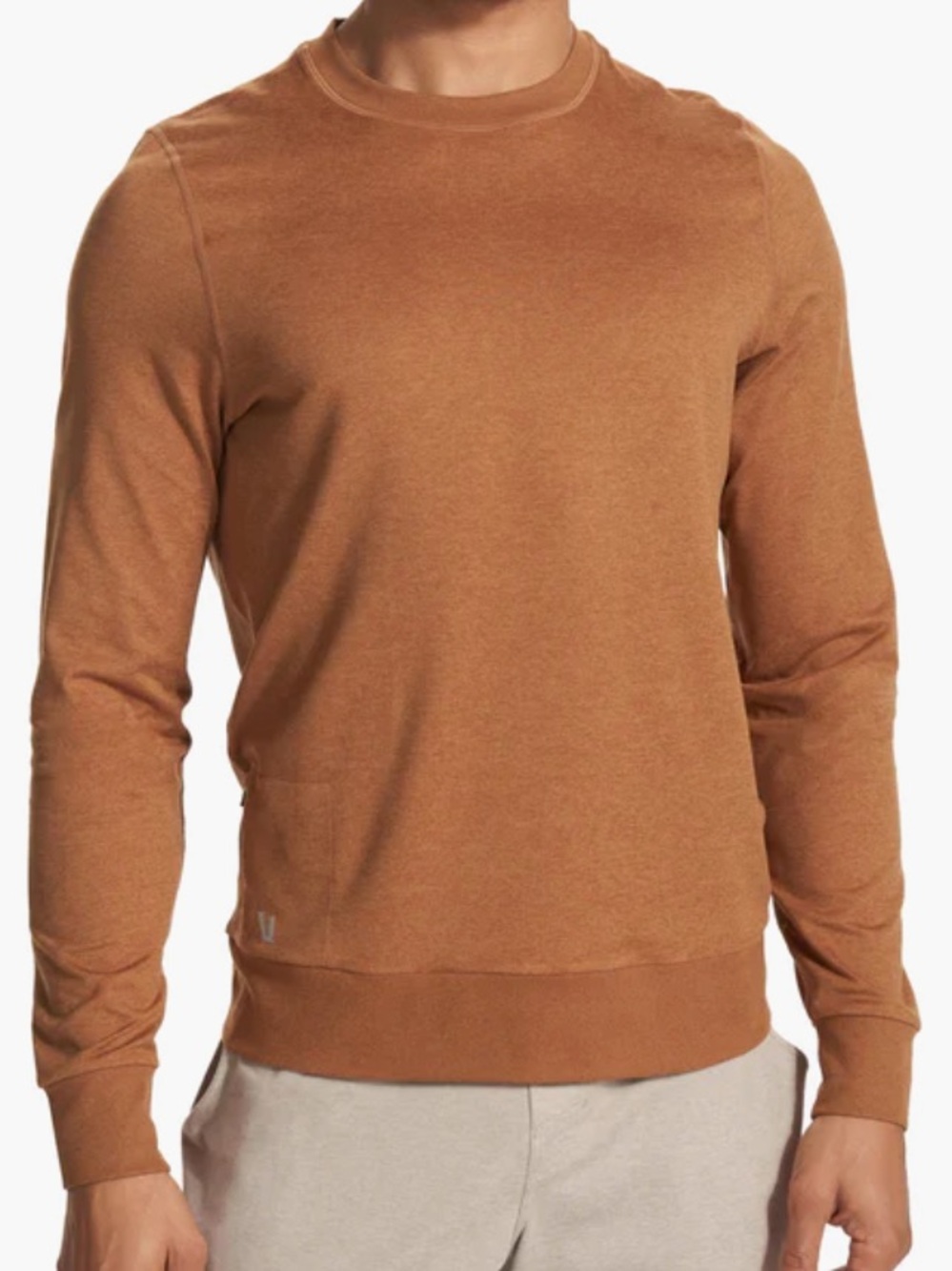 Vuori Ponto Performance Crew Pullover Heather Brown Sweatshirt Size M NWOT